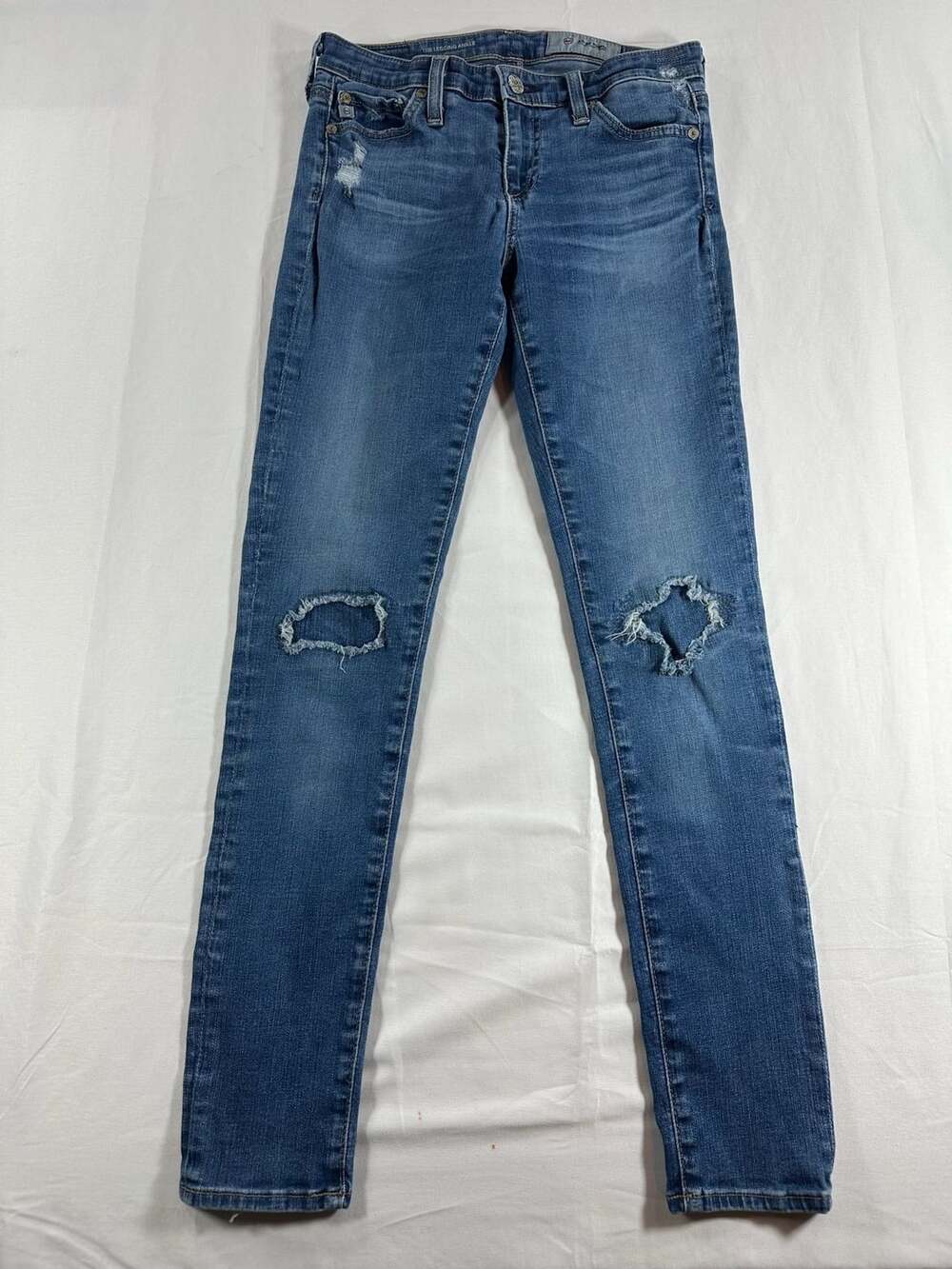 AG Adriano Goldschmied The Legging Ankle Super Skinny Distressed Jeans 25R